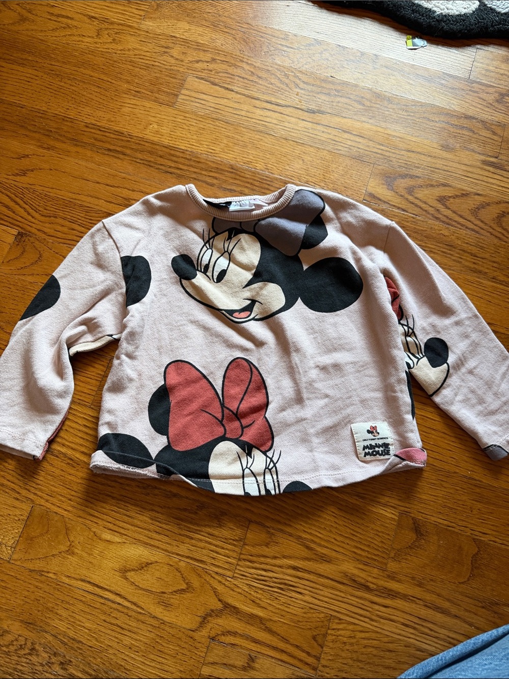 Zara Minnie Mouse Pink Girls' Long-Sleeve Top